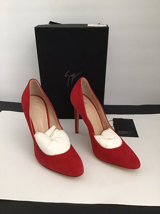 Giuseppe Zanotti Shoes - GIUSEPPE ZANOTTI Women's Bimba 110 High-Heel Stiletto Suede Red